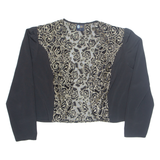 YOUR SIXTH SENSE Womens Kimono Blouse Black 90s Crazy Pattern M