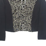 YOUR SIXTH SENSE Womens Kimono Blouse Black 90s Crazy Pattern M