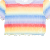 BPC SELECTION Sheer Rainbow Womens Cropped Top Blue Crazy Pattern S