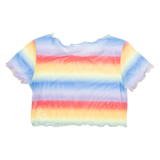 BPC SELECTION Sheer Rainbow Womens Cropped Top Blue Crazy Pattern S