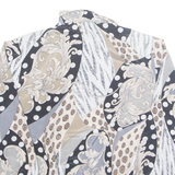 Womens Printed Shirt Grey Collared Long Sleeve Crazy Pattern M