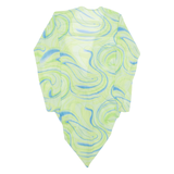 Sheer Womens Printed Top Green V-Neck Long Sleeve Crazy Pattern M