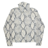 H&M Sheer Snake Womens Printed Top Cream High Neck Long Sleeve Animal Print 2XL