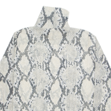 H&M Sheer Snake Womens Printed Top Cream High Neck Long Sleeve Animal Print 2XL