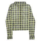 DIVIDED Sheer Womens Printed Shirt Black Collared Long Sleeve Check S