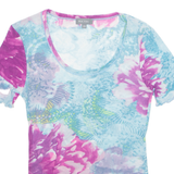 MARC AUREL Sheer Womens Printed Top Blue Floral S