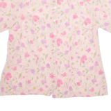 Sheer Womens Printed Shirt Pink Collared Floral L