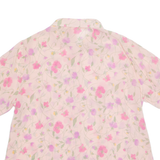 Sheer Womens Printed Shirt Pink Collared Floral L