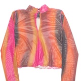 MOTEL Sheer Womens Printed Top Red Long Sleeve Crazy Pattern XS