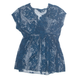 H&M Sheer Womens Printed Top Blue Floral L