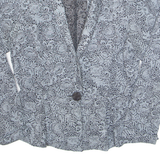 Womens Printed Shirt Grey V-Neck Long Sleeve 90s Viscose Crazy Pattern S