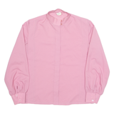 FEKON Womens Shirt Pink Button Neck Long Sleeve 90s M