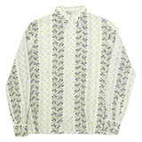 OPEC Womens Printed Shirt Green Collared Long Sleeve 90s Floral M