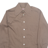 SIR PATRIK Womens Shirt Brown Collared Long Sleeve S