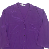 LATAA STYLE Womens Printed Shirt Purple Collared 3/4 Sleeve Spotted S