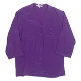 LATAA STYLE Womens Printed Shirt Purple Collared 3/4 Sleeve Spotted S