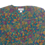 MARCOLAS Womens Printed Blouse Blue V-Neck 3/4 Sleeve 90s Floral M