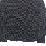 Womens Printed Shirt Black Collared Long Sleeve Spotted S