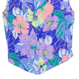 Womens Printed Shirt Blue Collared Sleeveless Floral M