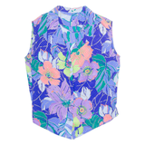 Womens Printed Shirt Blue Collared Sleeveless Floral M