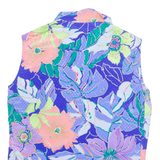 Womens Printed Shirt Blue Collared Sleeveless Floral M