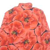 Womens Printed Shirt Red Collared Long Sleeve Silk Floral M