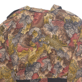 Womens Printed Shirt Brown Collared 3/4 Sleeve Viscose Crazy Pattern M