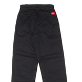 DICKIES Workwear Crop Roll Hem Womens Twill Trousers Black Slim Straight W24 L27