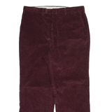 HAGGAR Mens Corduroy Trousers Maroon Regular Straight W34 L27