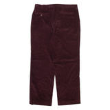 HAGGAR Mens Corduroy Trousers Maroon Regular Straight W34 L27