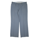 Pleated Mens Trousers Blue Relaxed Bootcut Wool W37 L31