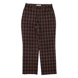 MAC Check Womens Trousers Brown Relaxed Straight W30 L28