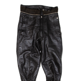 Motorcycle Womens Leather Trousers Black Regular Tapered 90s W28 L25