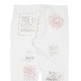 PINK CHERRY 3/4 Length Womens Trousers Cream Regular Tapered W32 L22
