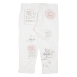 PINK CHERRY 3/4 Length Womens Trousers Cream Regular Tapered W32 L22