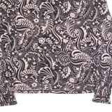 BODEN Womens Printed Top Black V-Neck Long Sleeve Paisley UK 10