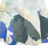 REISS Celina Sheer Womens Printed Shirt Beige Collared Crazy Pattern UK 4