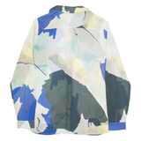 REISS Celina Sheer Womens Printed Shirt Beige Collared Crazy Pattern UK 4