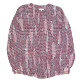REISS Peyton Womens Printed Shirt Pink Long Sleeve Chevron UK 4
