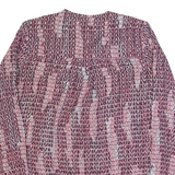 REISS Peyton Womens Printed Shirt Pink Long Sleeve Chevron UK 4