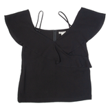 WHISTLES Womens Top Black V-Neck UK 12