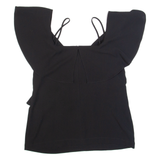 WHISTLES Womens Top Black V-Neck UK 12