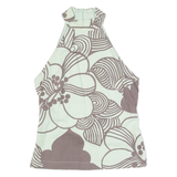 FRENCH CONNECTION Womens Halter Neck Vest Green High Neck Floral UK 6