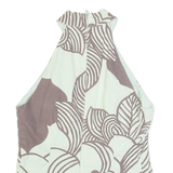 FRENCH CONNECTION Womens Halter Neck Vest Green High Neck Floral UK 6