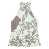 FRENCH CONNECTION Womens Halter Neck Vest Green High Neck Floral UK 6