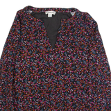 WHISTLES Womens Printed Blouse Black Long Sleeve Floral UK 4