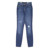TRUE RELIGION Caia Distressed Womens Jeans Blue Slim Skinny Stone Wash W25 L28