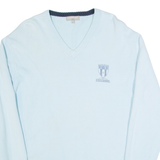 LYLE & SCOTT GOLF Mens Jumper Blue V-Neck Tight Knit L