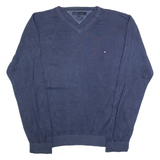 TOMMY HILFIGER Mens Jumper Blue Tight Knit L