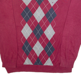 TOMMY HILFIGER Mens Jumper Red Diamond Tight Knit 2XL
